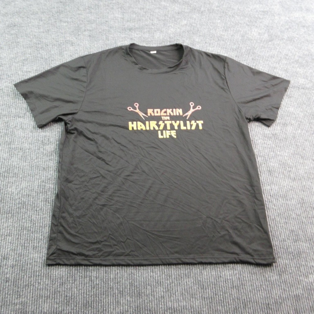 Rockin The Hairstylist Life Shirt Mens 3XL Black Short Sleeve Graphic Tee